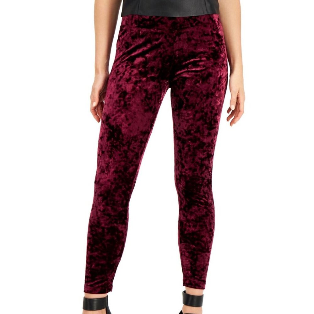 INC International Concepts Velvet Leggings - Burgundy